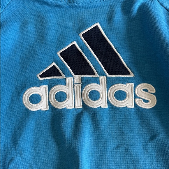 adidas Green and Blue Kids Hoodies with Logo and Stripes - Picture 2 of 5